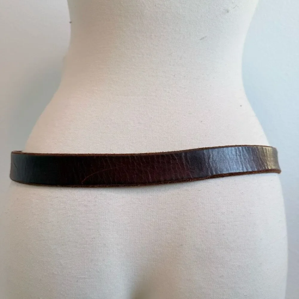 Vintage Brown Concho Western Cowboy Belt Large 33” Leather Southwestern Bull